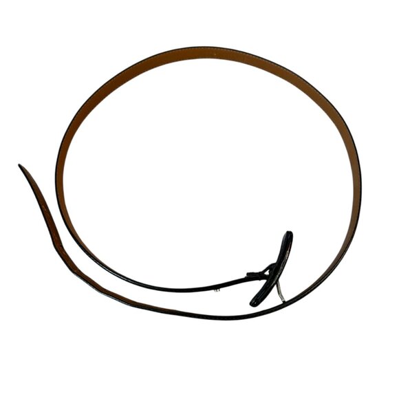 Lauren Ralph Lauren shiny black leather belt women's size medium - Picture 5 of 8